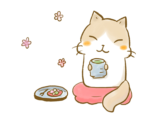 猫 お茶を飲む